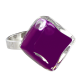 Bague en verre soufflée - Losange Nano Milk Turquoise
