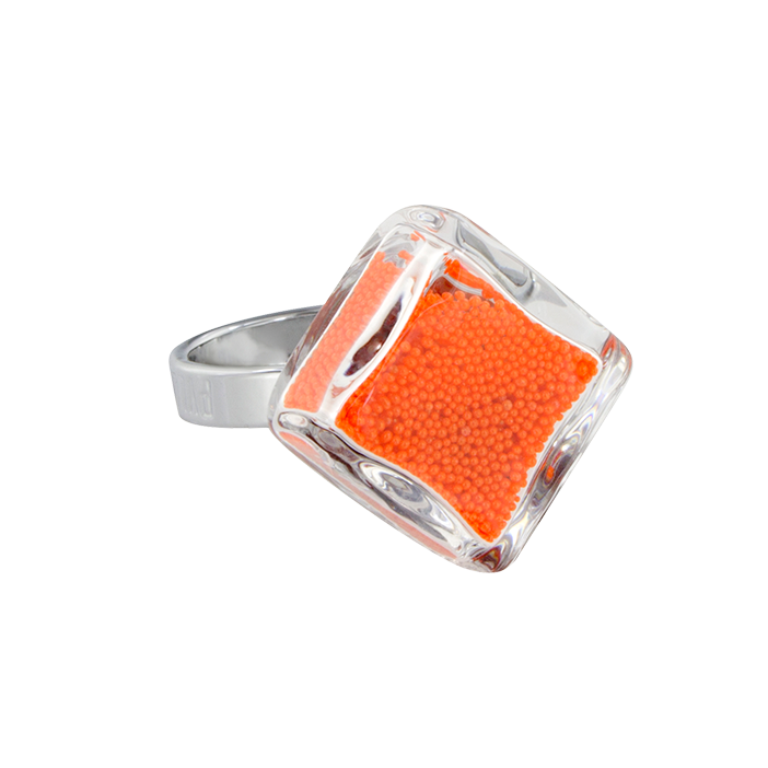Glass ring - Losange Nano Billes Orange
