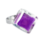 Bague en verre soufflée - Losange Nano Billes Turquoise