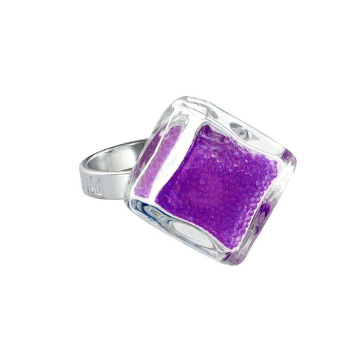 Anello in vetro - Losange Nano Billes Viola