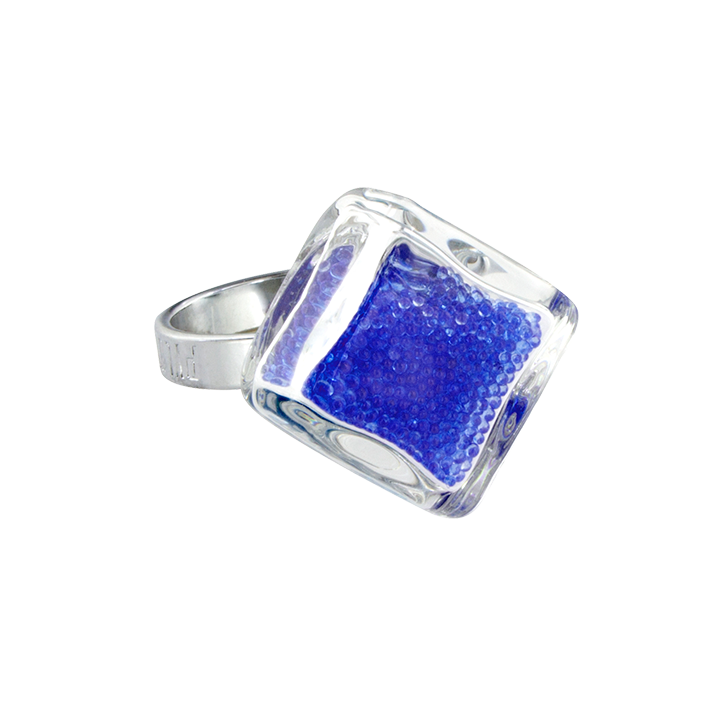 Glass ring - Losange Nano Billes Dark Blue