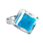 Bague en verre soufflée - Losange Nano Billes Turquoise