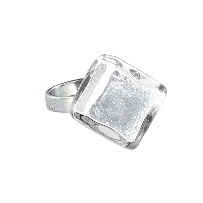 Glass ring - Losange Nano Billes Crystal