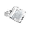 Bague en verre soufflée - Losange Nano Billes Turquoise