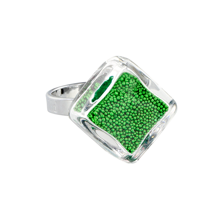 Anello in vetro - Losange Nano Billes Verde