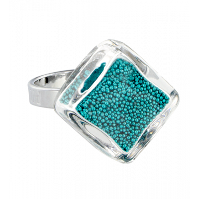 Bague en verre soufflée - Losange Nano Billes