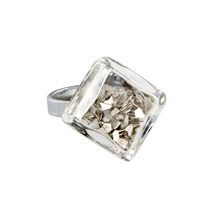Glasring - Losange Nano Paillettes Silber