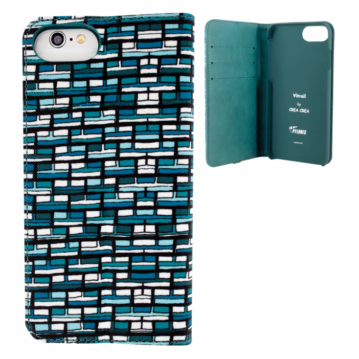 Custodia a portafoglio per iPhone 6, 6S, 7, 8 - Iwallet Vitrail Bleu