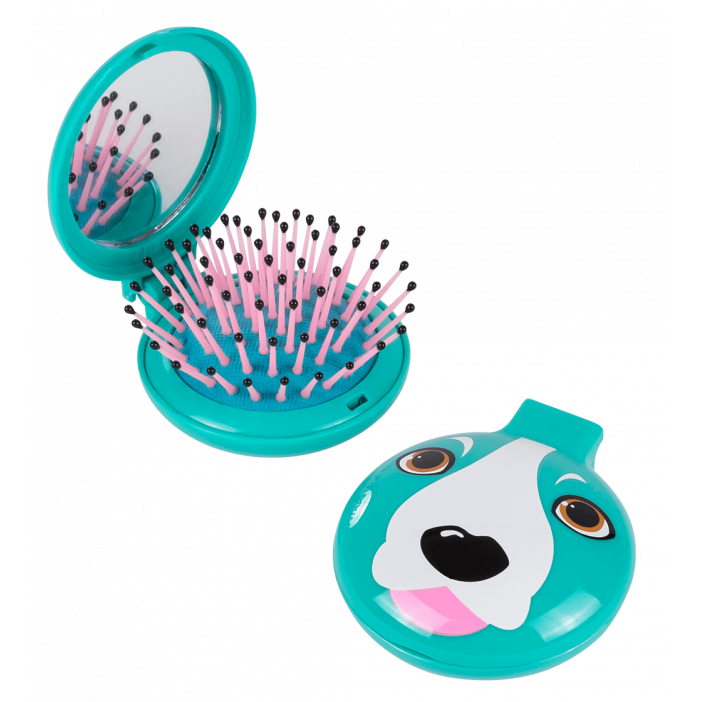 Brosse à cheveux miroir 2 en 1 - Lady Retro Blue Dog