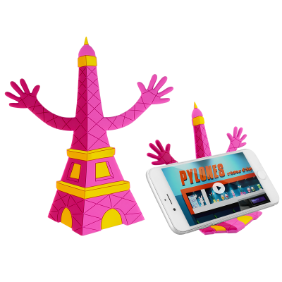 Support téléphone bureau - Ani-stand - Tour Eiffel Rose