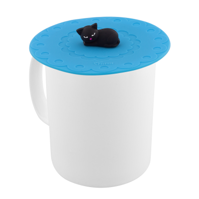 Couvercle silicone pour mug - Bienauchaud 10 cm - Black cat Sleepy