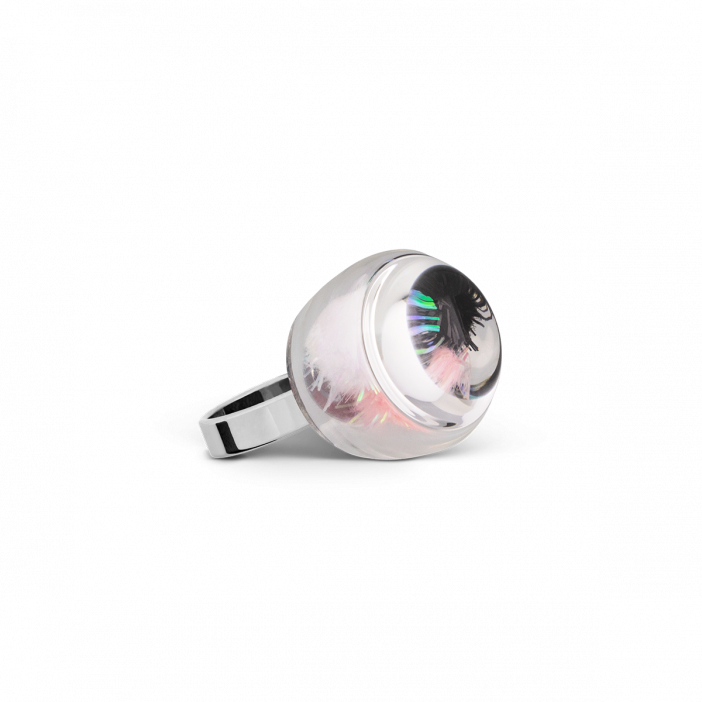 Bague en verre soufflée - Magnific Medium Blanc / Rose
