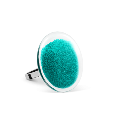 Bague en verre soufflée - Galet Mini Billes