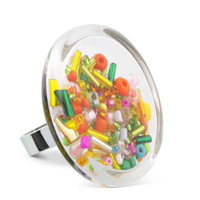 Bague en verre soufflée - Cachou Giga Billes