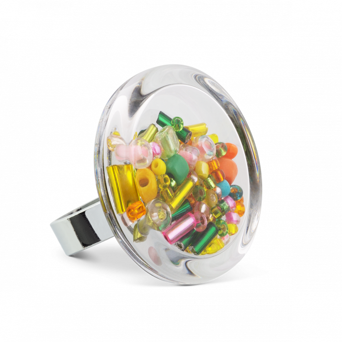 Anello in vetro - Cachou Medium Billes Primavera
