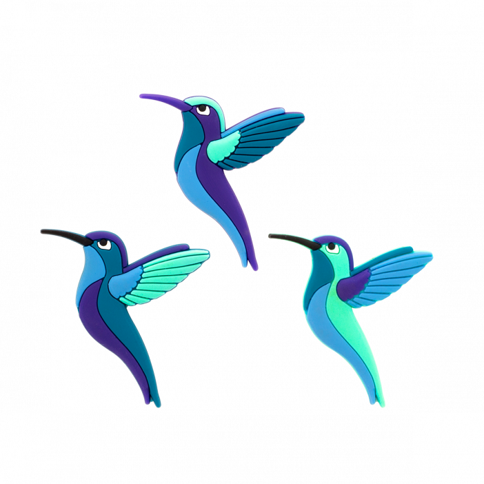 3er-Set Magnete - Happy Colibris Bleu