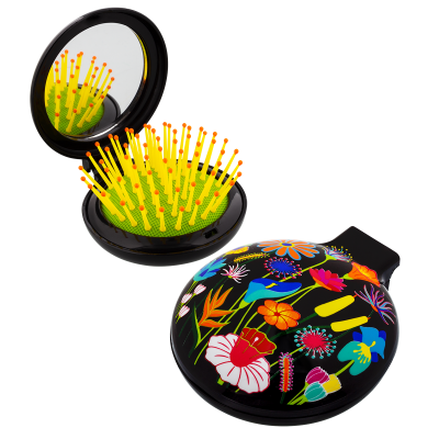 Brosse à cheveux miroir 2 en 1 - Lady Retro - Jardin fleuri