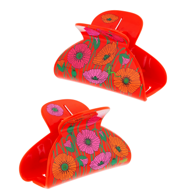 Pince à cheveux crabe - Ladyclip Large - Coquelicots