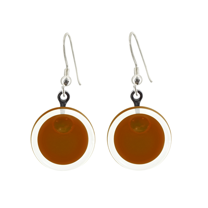 Boucles d'oreilles crochet en verre soufflées - Cachou Milk Chocolat
