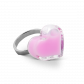 Bague en verre soufflée - Coeur Nano Milk Rouge clair