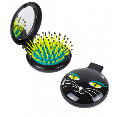 Brosse à cheveux miroir 2 en 1 - Lady Retro - Black Cat