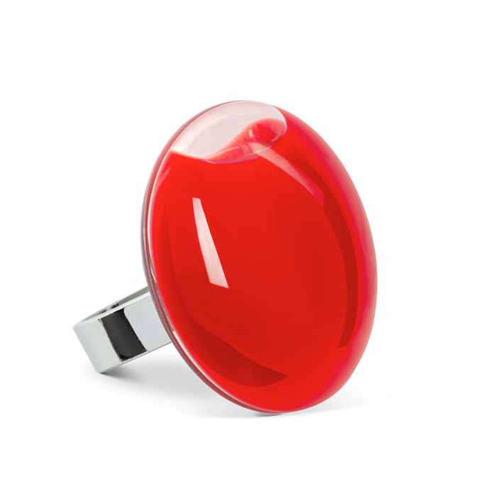 Glass ring - Galet Medium Milk Light red