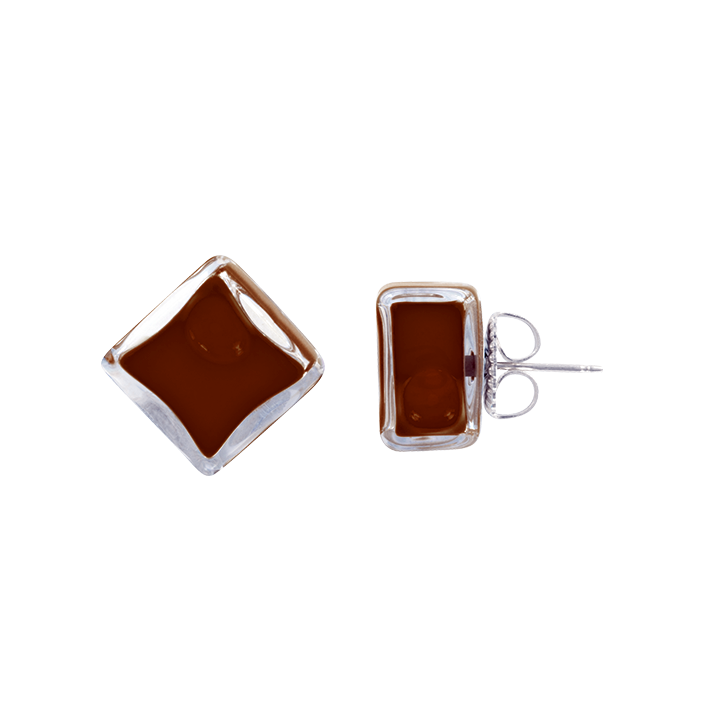 Stud earrings - Carré Milk Chocolate