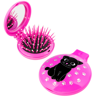 Brosse à cheveux miroir 2 en 1 - Lady Retro Enfants - Chat Rose