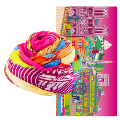 Foulard / paréo - Balade - Paris rose