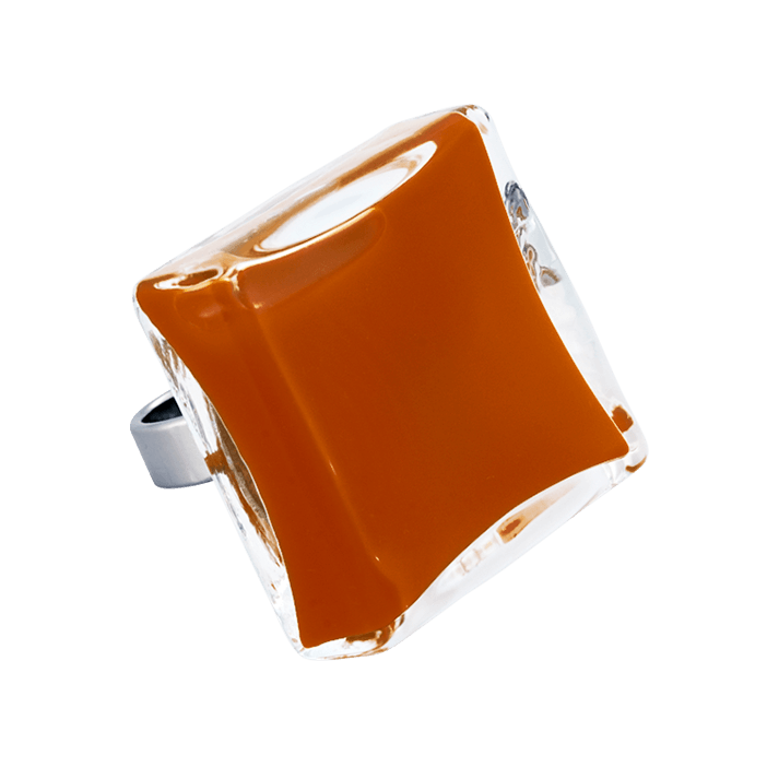 Glass ring - Carré Giga Milk Rust