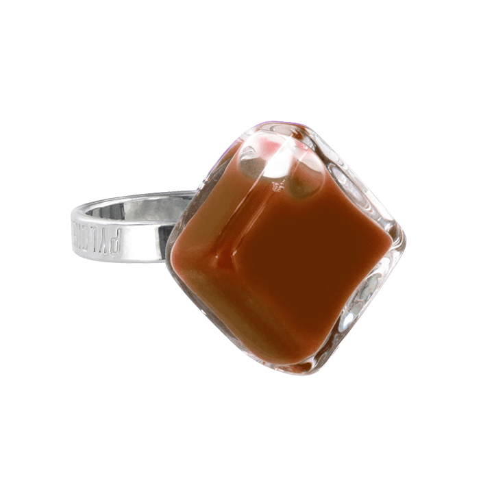 Bague en verre soufflée - Losange Nano Milk Chocolat