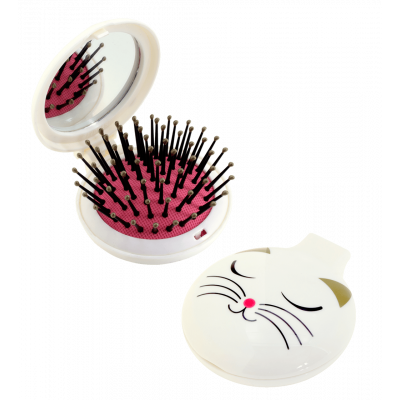 Brosse à cheveux miroir 2 en 1 - Lady Retro - White Cat