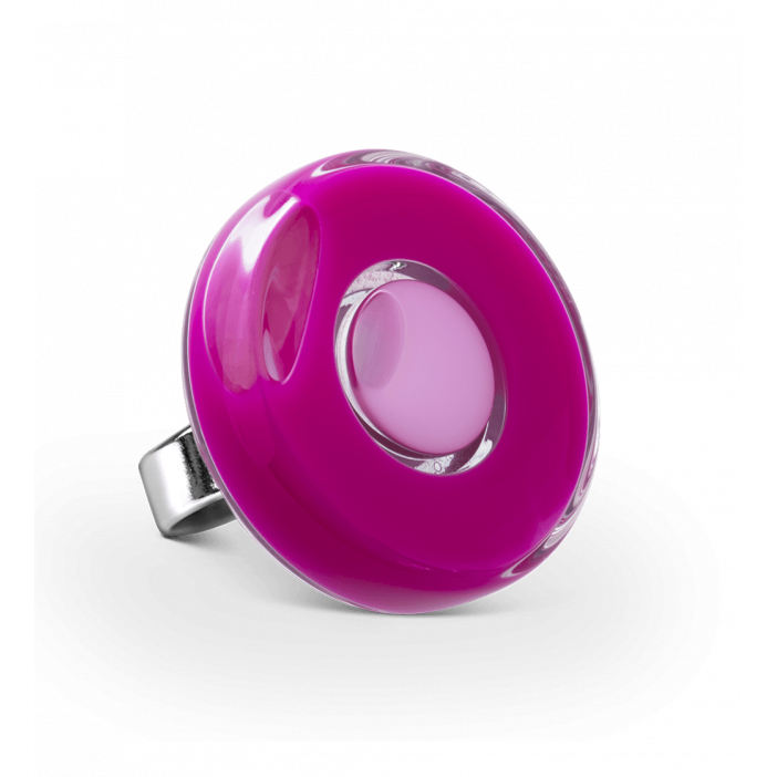 Bague en verre soufflée - Duo Medium Fushia
