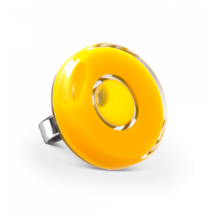 Bague en verre soufflée - Duo Medium Jaune