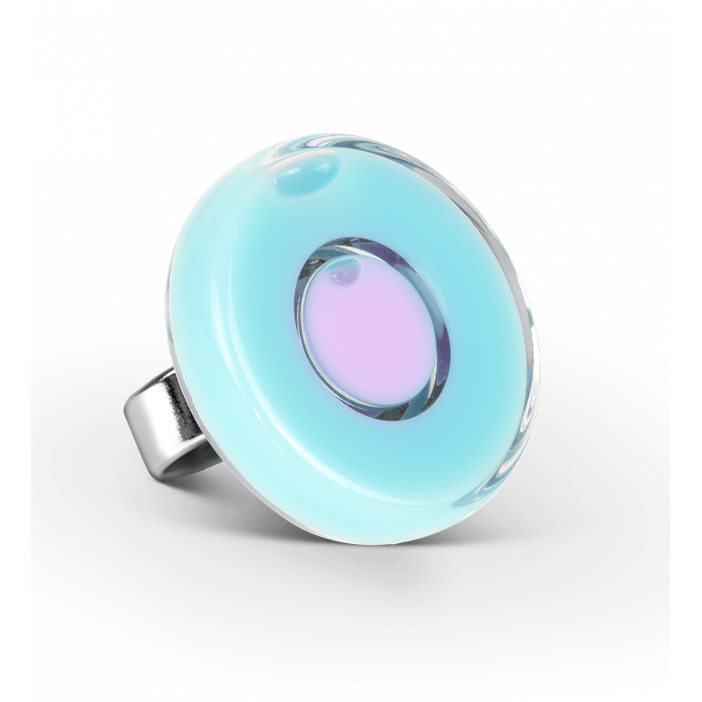 Bague en verre soufflée - Duo Medium Bleu lagon