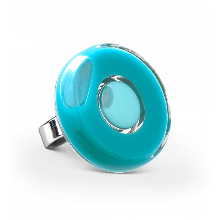 Bague en verre soufflée - Duo Medium Turquoise