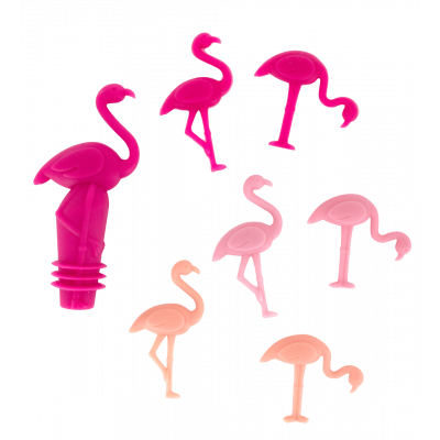 Marqueurs de verre et bouchon - Flamingo