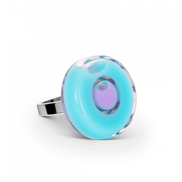 Glass ring - Duo Mini Blue lagoon