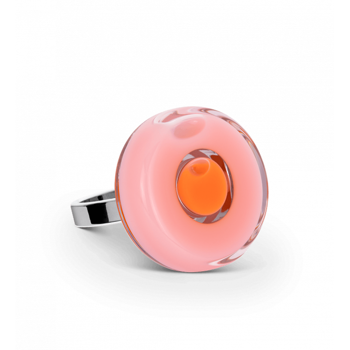 Bague en verre soufflée - Duo Mini Rose clair