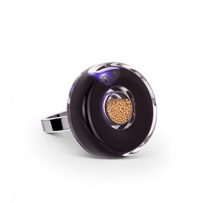 Glass ring - Duo Mini Black / Gold