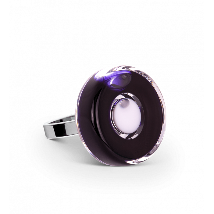 Bague en verre soufflée - Duo Mini Noir / Blanc