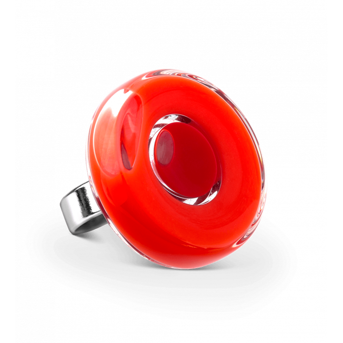 Bague en verre soufflée - Duo Medium Rouge clair
