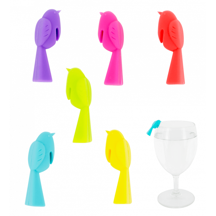 Set di 6 segnabicchieri - Happy Markers Pulcino