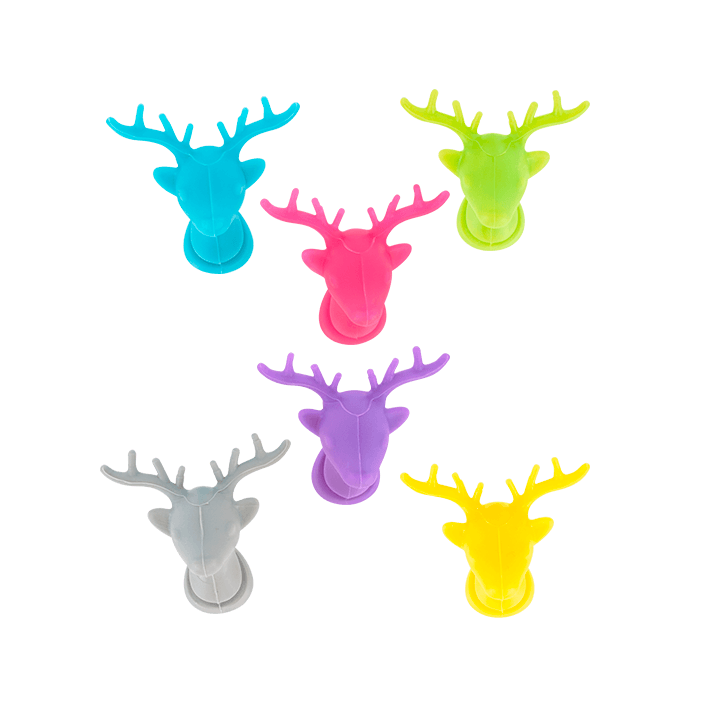 6er-Set Glasmarkierer - Happy Markers Hirsch