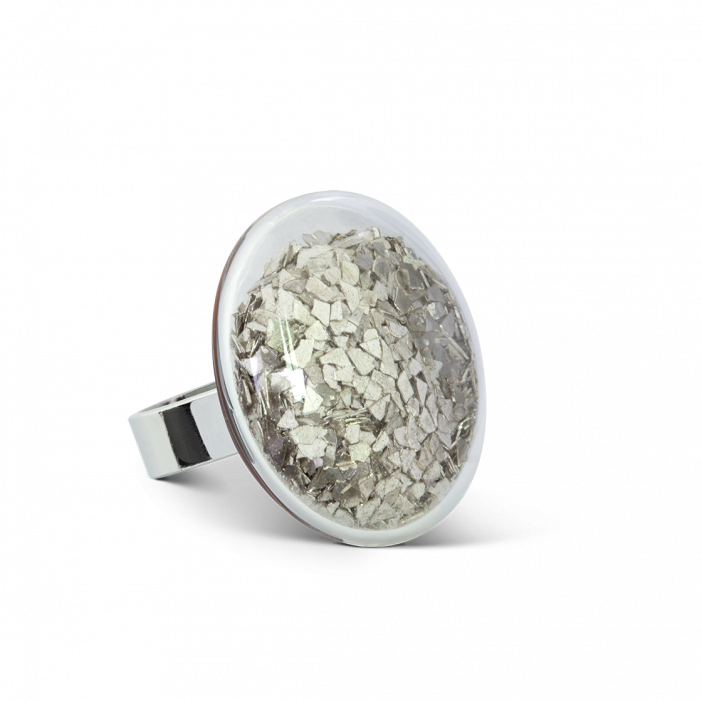 Anello in vetro - Galet Medium Paillettes