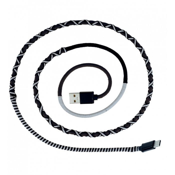 USB Type C Cable - Salsa White / black