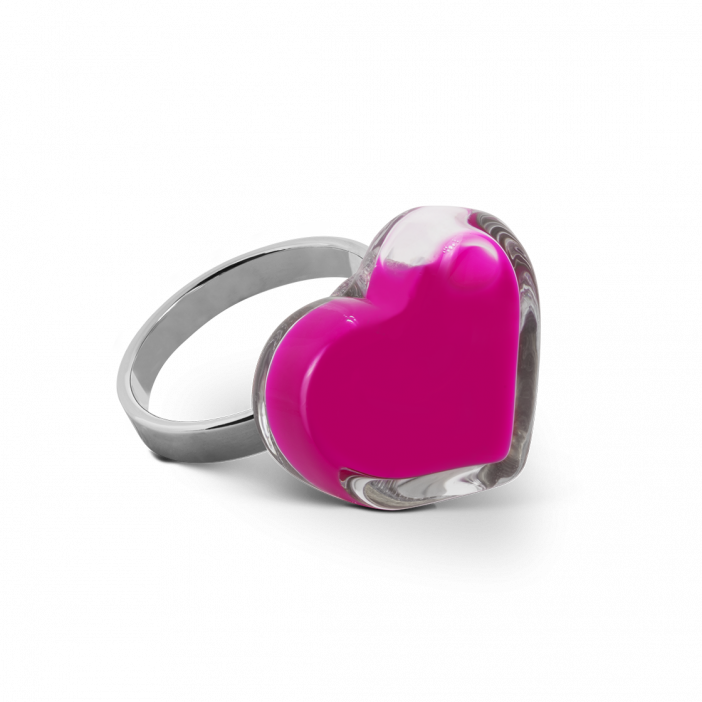Glass ring - Coeur Nano Milk Fuchsia