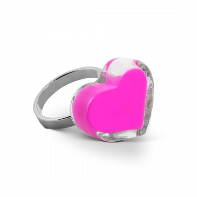 Bague en verre soufflée - Coeur Nano Milk
