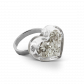 Bague en verre soufflée - Coeur Nano Paillettes