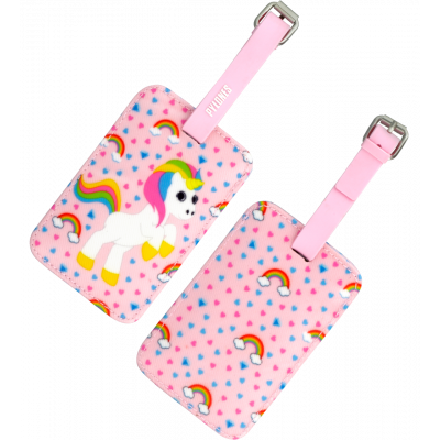 Etiquette de bagage - Voyage Licorne Rose